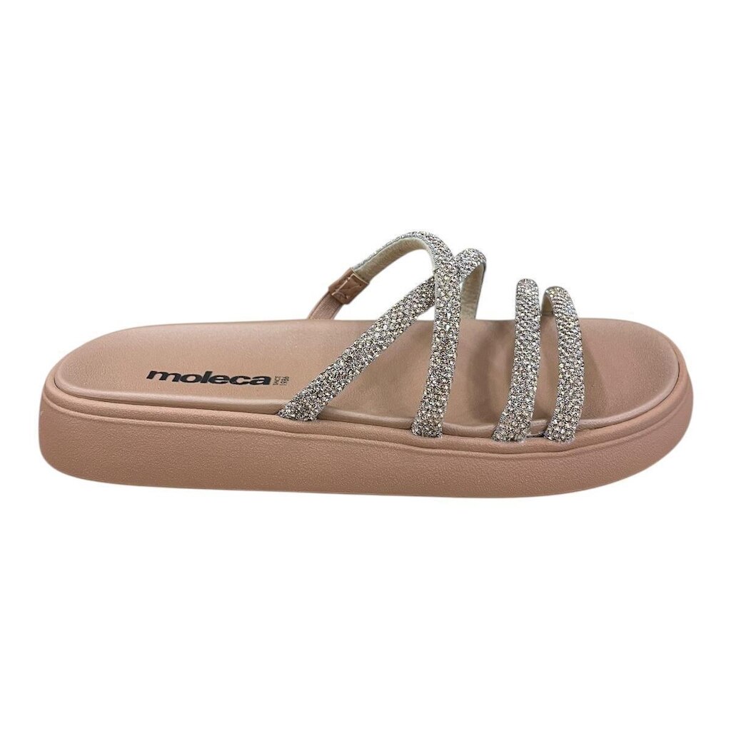 Chinelo Papete Feminino Moleca Tiras Brilho Casual Conforto Strass Superleve Antiderrapante 5469.150
