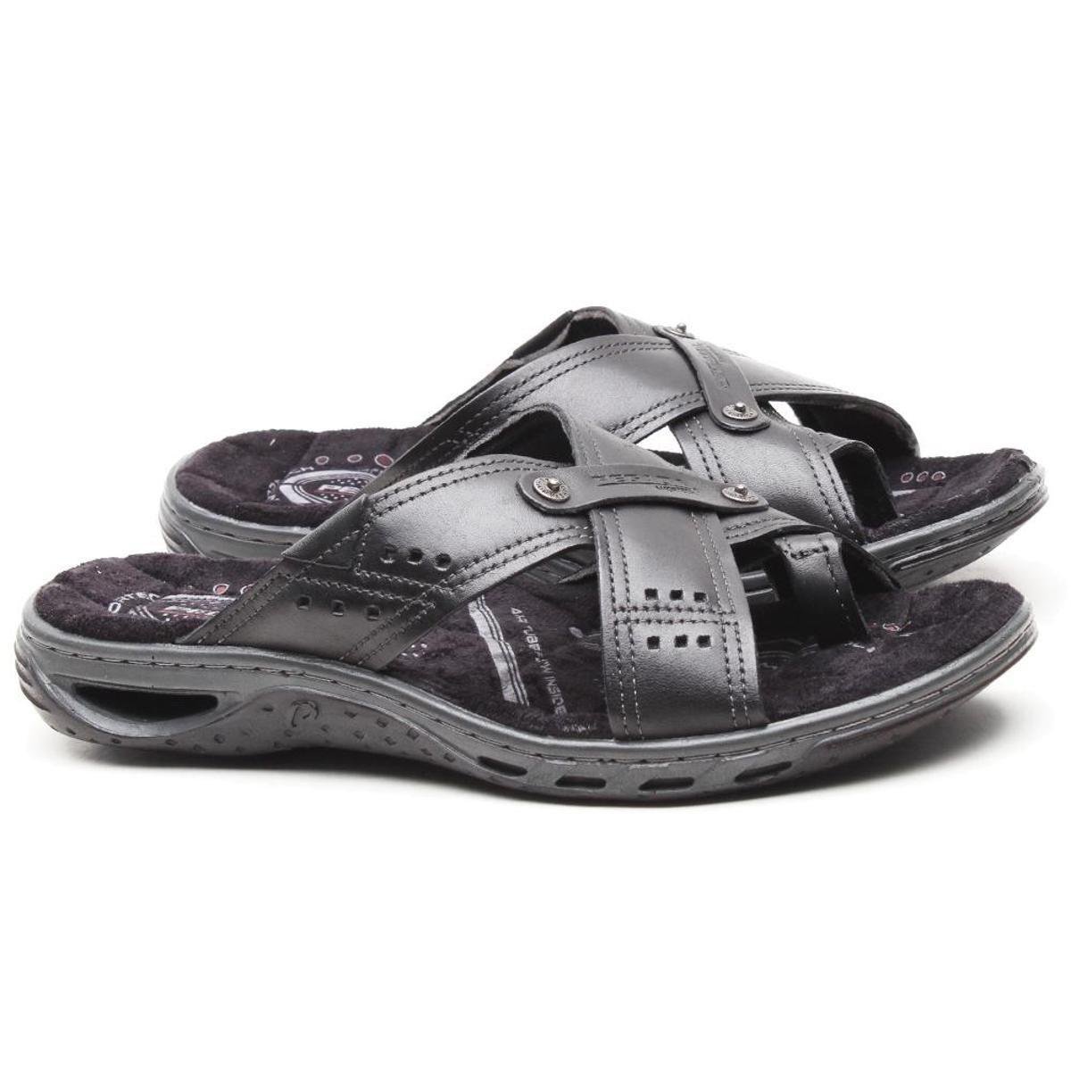 Chinelo Pegada Calce Fácil Em Couro Masculino Menor preço em Chinelo Pegada Calce Fácil Em Couro Masculino