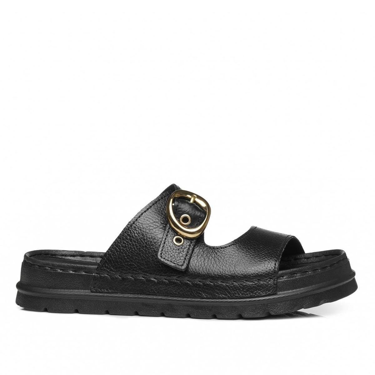Chinelo Pegada Feminino em Couro Preto 234701-03 Menor preço em Chinelo Pegada Feminino em Couro Preto 234701-03