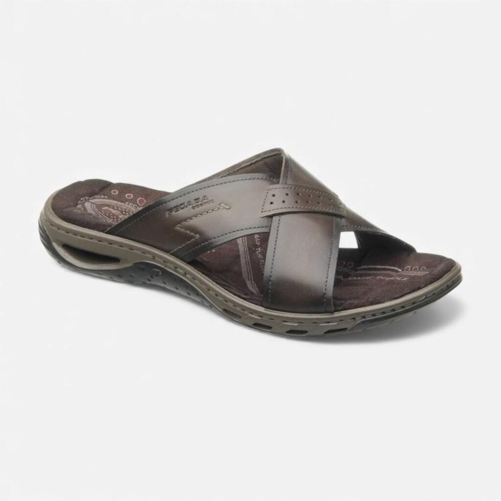 Chinelo Pegada Masculino Couro Marrom