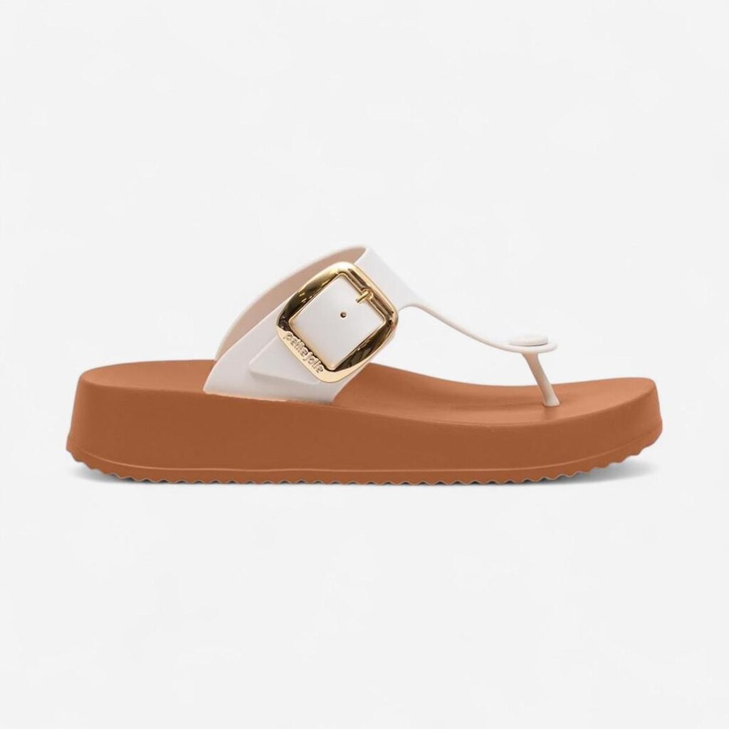 Chinelo Petite Jolie Day Branco/Caramelo