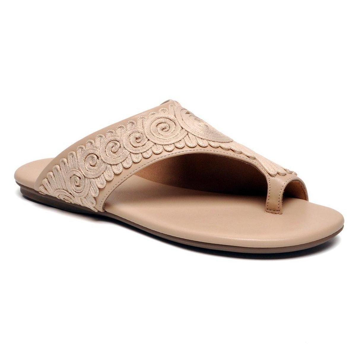 Chinelo Rasteira Valentina Feminino 230206 - Bege | Zattini