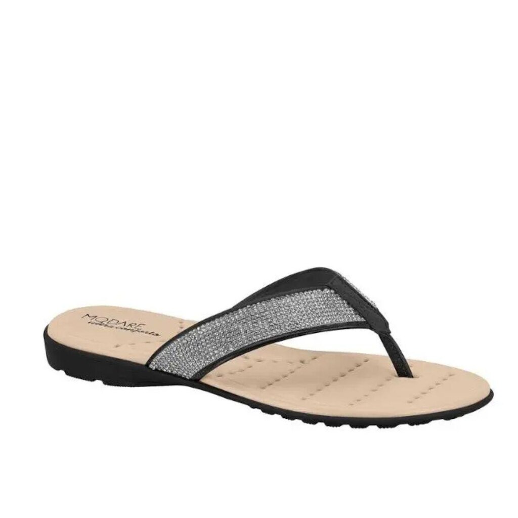 Chinelo Rasteiro Feminino Modare Pedraria Strass