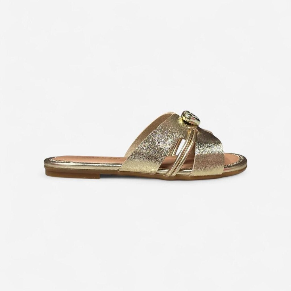 Chinelo Rasteiro Molekinha Infantil Metalizado Dourado