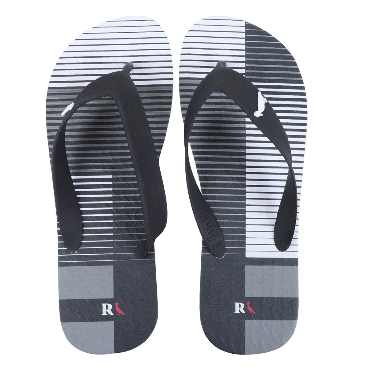 Chinelo Reserva Trancoso Listrado Masculino - Branco+Preto Menor preço em Chinelo Reserva Trancoso Listrado Masculino - Branco+Preto