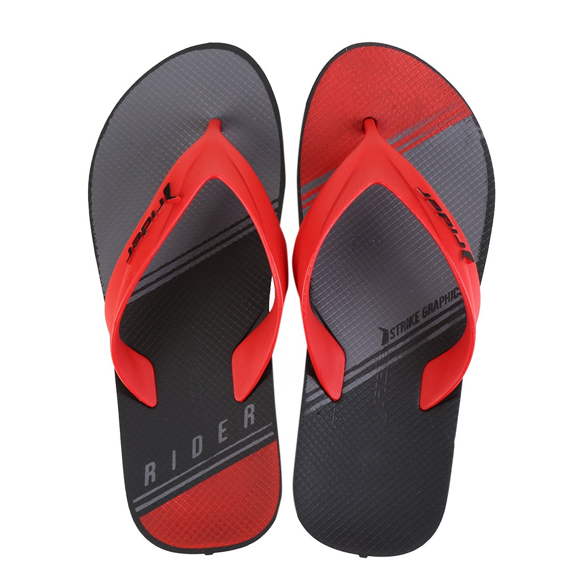 Chinelo Rider Dedo Strike Graphics Masculino - Vermelho Claro+Chumbo Menor preço em Chinelo Rider Dedo Strike Graphics Masculino - Vermelho Claro+Chumbo