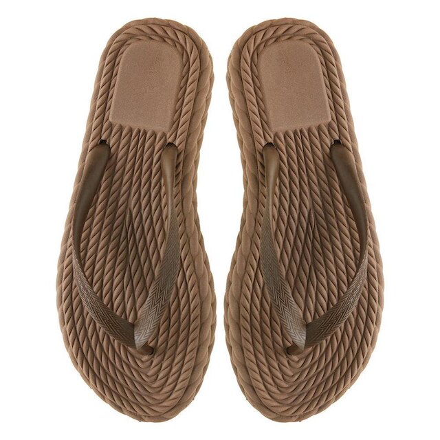Chinelo Sandalia Feminina Tranças Confortavel Elegante Ocre