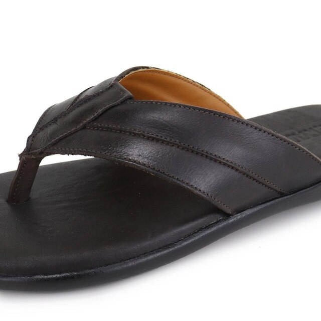 Chinelo Sandália Masculino Couro Marrom Dedo Ortopédica