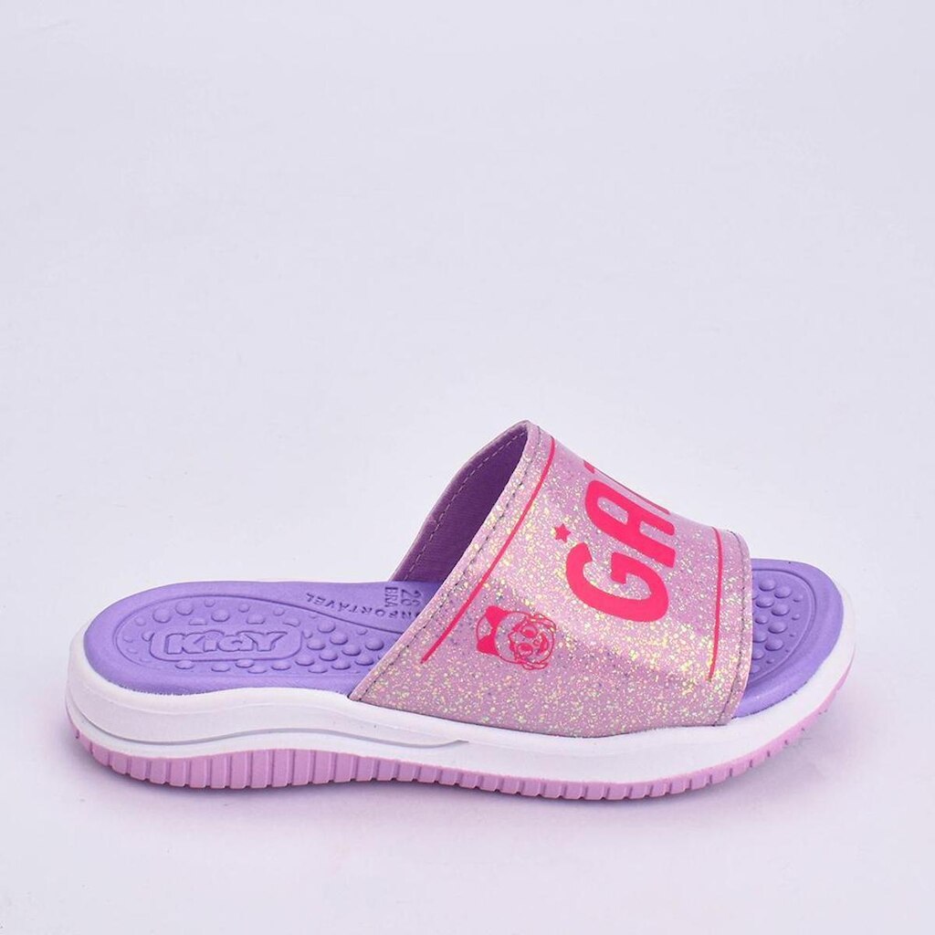 Chinelo Sandália Slide Infantil Kidy Gato Galáctico Glitter Anatômica Calce Fácil Escolar Leve Macia