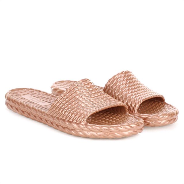 Chinelo Slide Brizza Arezzo EVA Marrocos Âmbar Metal - Feminino