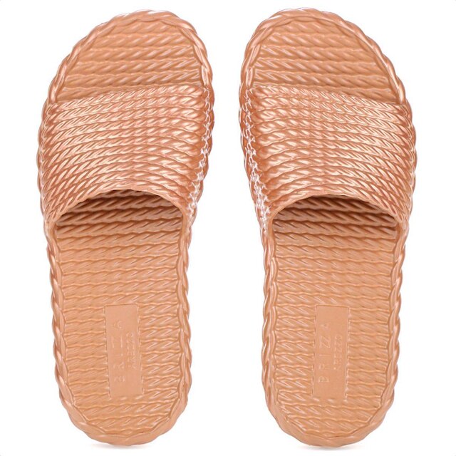 Chinelo Slide Brizza Arezzo EVA Marrocos Âmbar Metal - Feminino