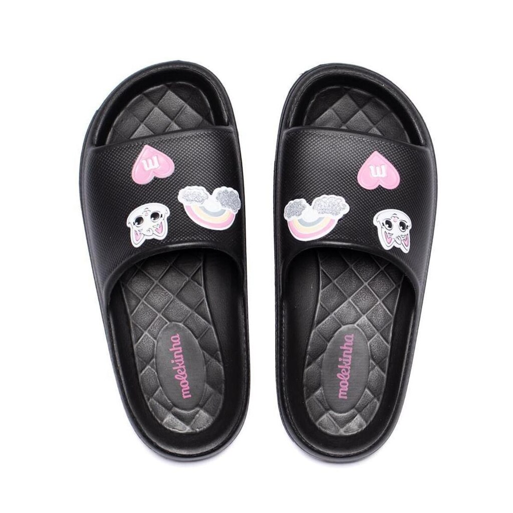 Chinelo Slide Infantil Molekinha Aplicações Eva Creme