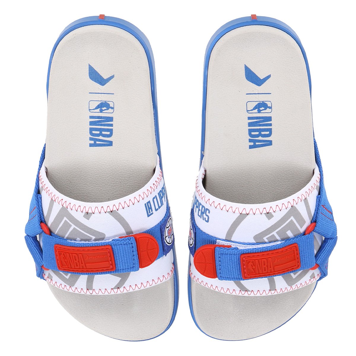 Chinelo Slide NBA Los Angeles Clippers Rider Shield - Azul+Branco Menor preço em Chinelo Slide NBA Los Angeles Clippers Rider Shield - Azul+Branco