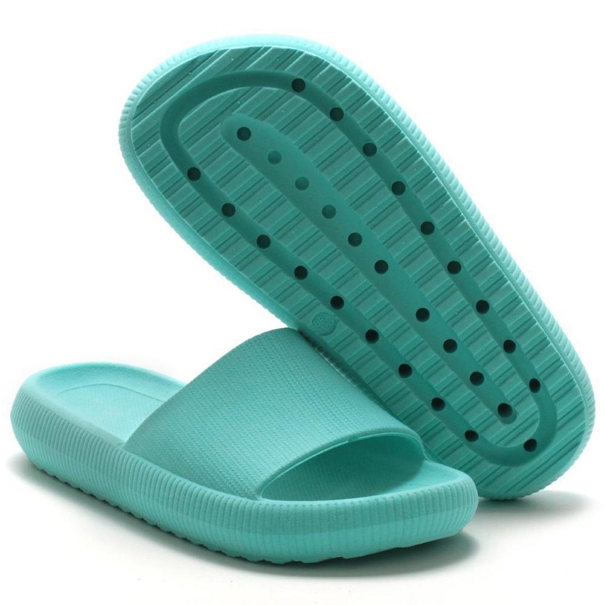 Chinelo Slide Nuvem Feminino Antiderrapante Leve em EVA - Azul Menor preço em Chinelo Slide Nuvem Feminino Antiderrapante Leve em EVA - Azul
