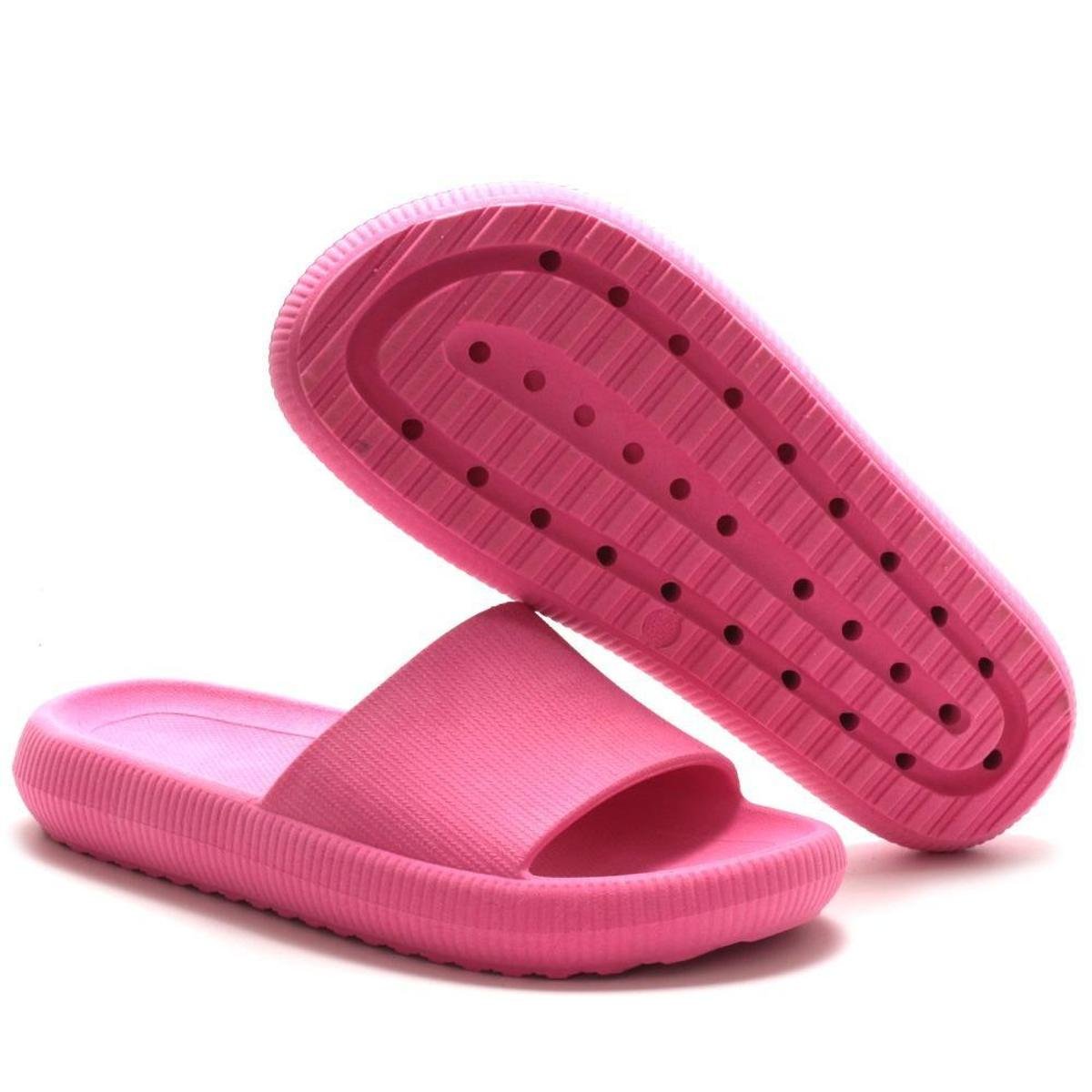 Chinelo Slide Nuvem Feminino Antiderrapante Leve em EVA - Rosa Menor preço em Chinelo Slide Nuvem Feminino Antiderrapante Leve em EVA - Rosa