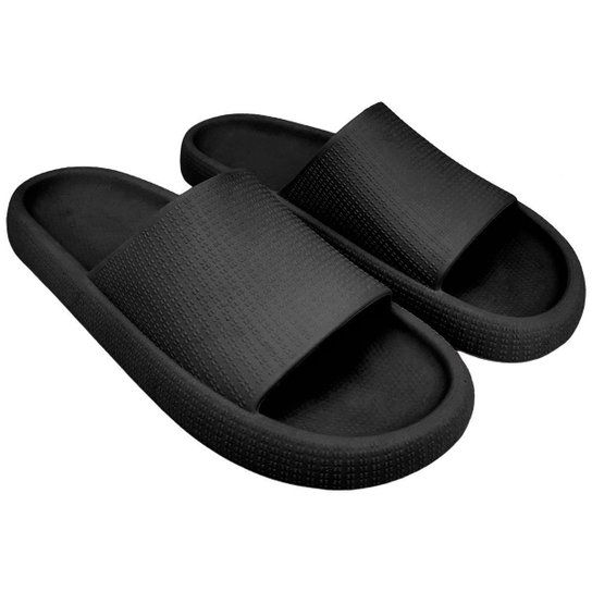 Chinelo Slide Nuvem Ortopédico Feminino Confortável Leve - Preto - 33/34