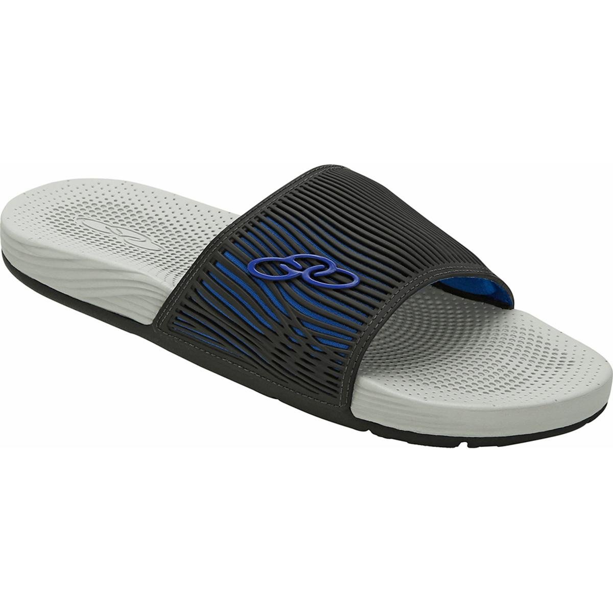 Chinelo Slide Olympikus Cancun - Preto+Azul Menor preço em Chinelo Slide Olympikus Cancun - Preto+Azul