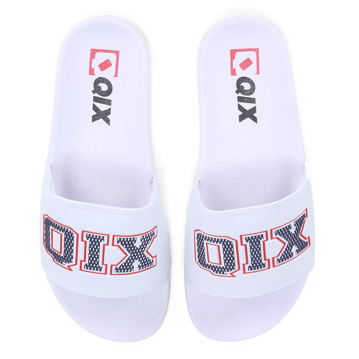Chinelo Slide Qix - Branco+Marinho Menor preço em Chinelo Slide Qix - Branco+Marinho