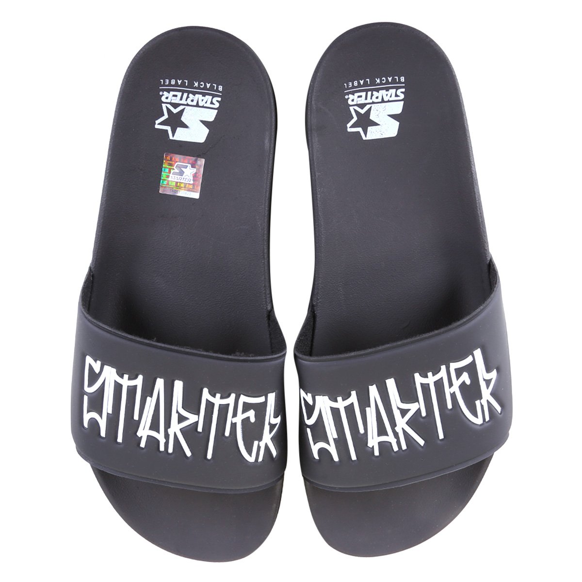 Chinelo Slide Starter Grafite Masculino - Preto+Branco Menor preço em Chinelo Slide Starter Grafite Masculino - Preto+Branco