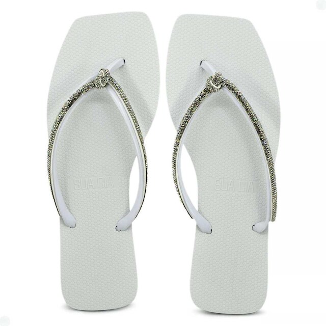 Chinelo Sua Cia Diamond Alça Brilhante Strass Básico Leve Feminino