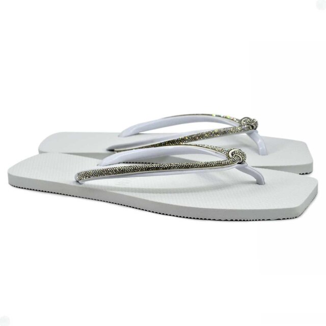 Chinelo Sua Cia Diamond Alça Brilhante Strass Básico Leve Feminino