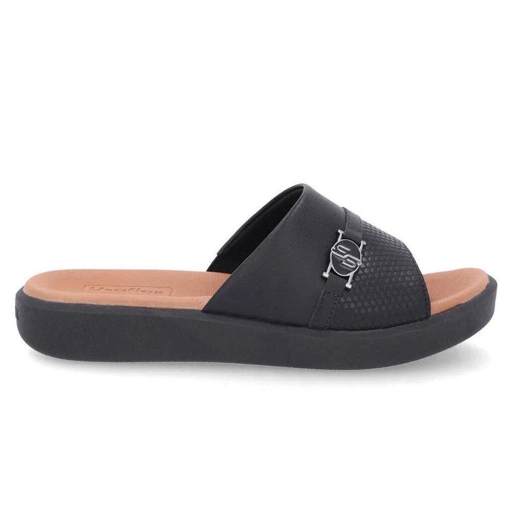 Chinelo Usaflex Feminino Plataforma Slide em Couro