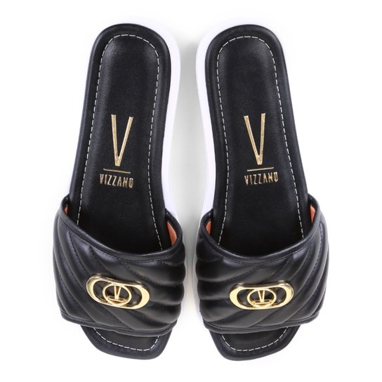 Chinelo Vizzano Slide Matelassê Feminino - Preto