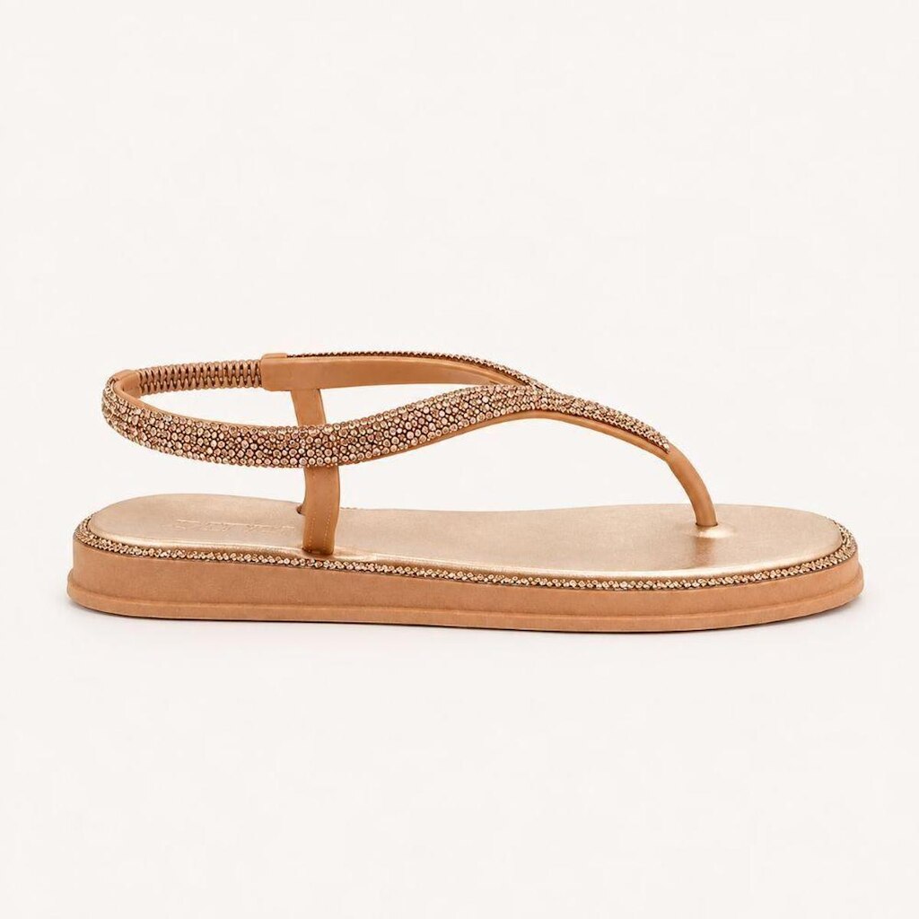 Chinelo Zatta com Strass e Tira Traseira Charlote Cobre Cobre 35