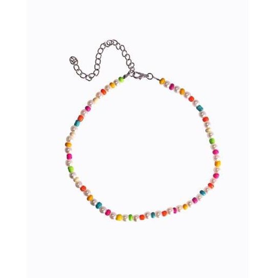 Choker pérolas e miçangas coloridas smile - Colorido
