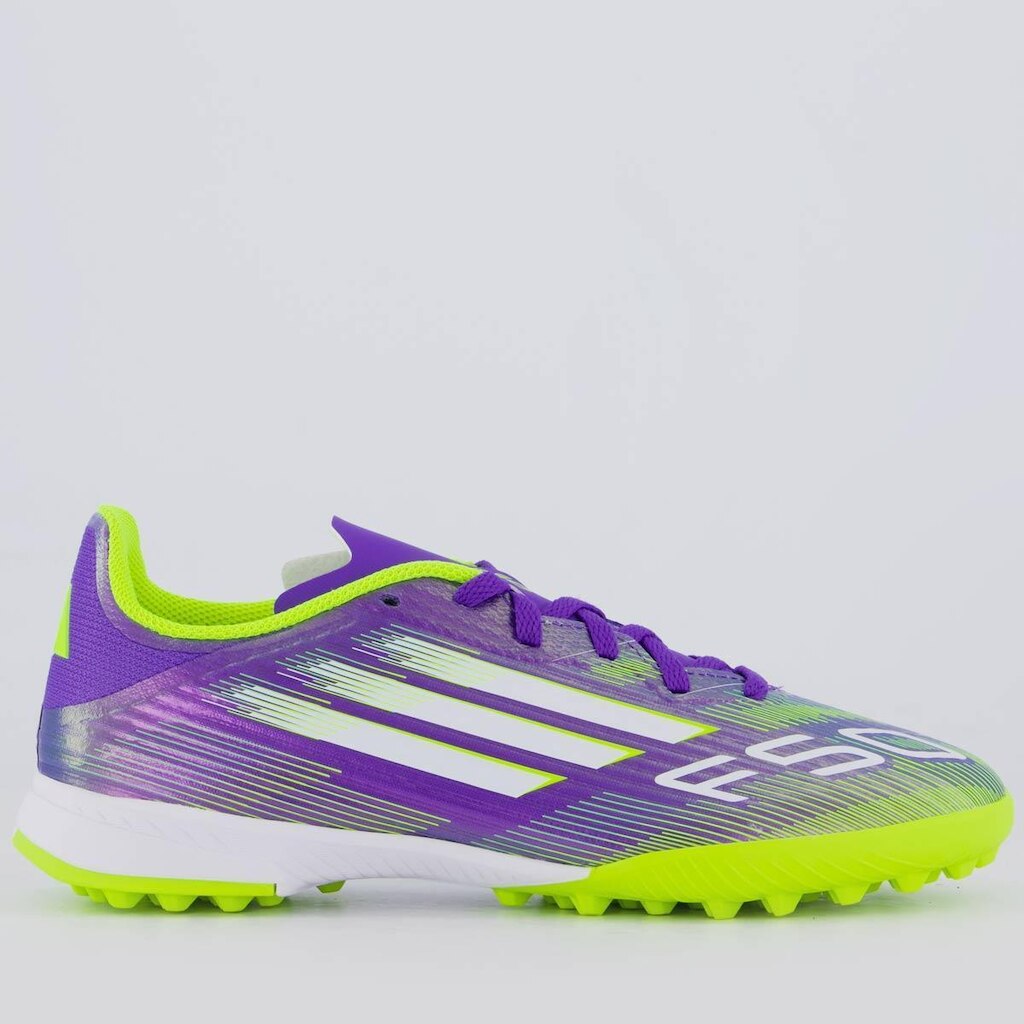 Chuteira Adidas F50 League Society Juvenil Roxa e Verde