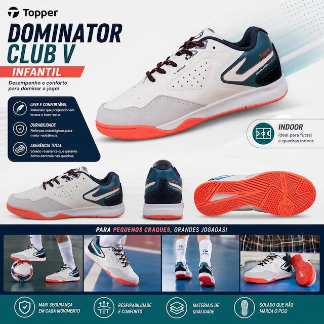 Chuteira Futsal Topper Dominator Club V Infantil