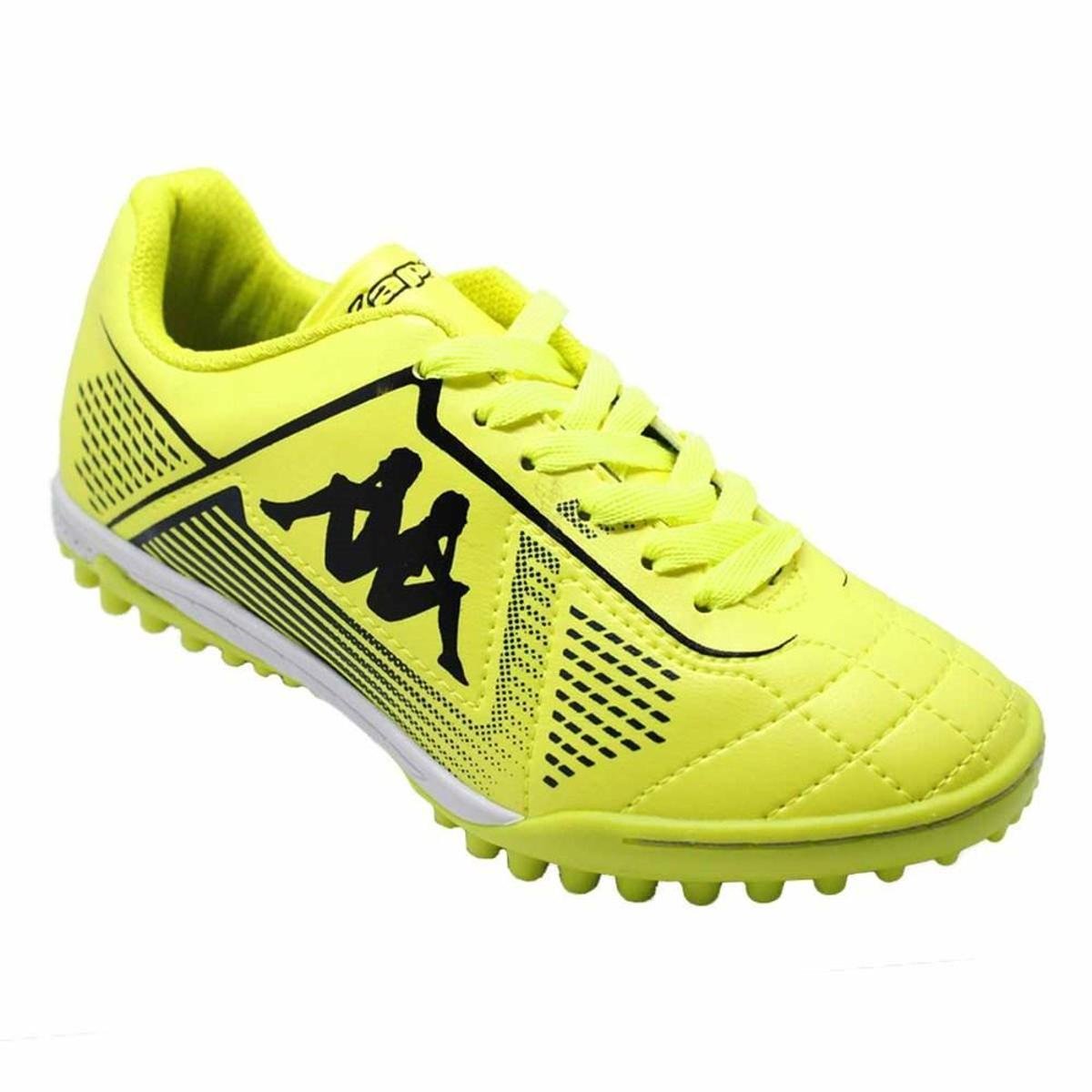 Chuteira Society Kappa Klaus Infantil - Amarelo+Preto Menor preço em Chuteira Society Kappa Klaus Infantil - Amarelo+Preto