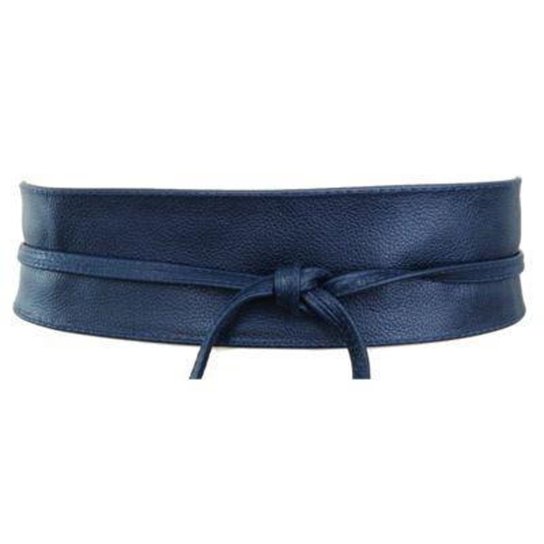 Cinto Cintos Exclusivos Faixa Obi Couro 7cm Feminino - Azul