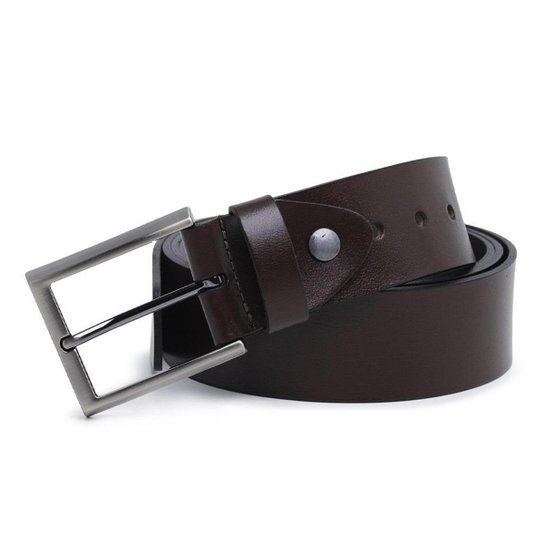 Cinto Couro Carmelo Shoes Casual Liso Masculino - Marrom