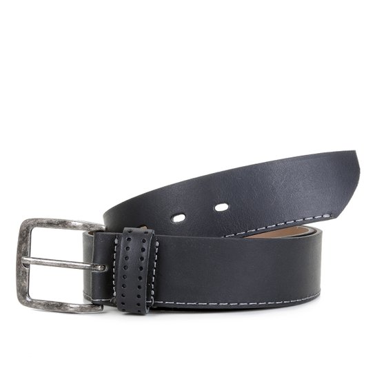 Cinto Couro Hastato Resinato Masculino - Preto