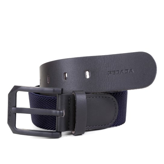 Cinto Couro Pegada Básico Masculino - Marinho