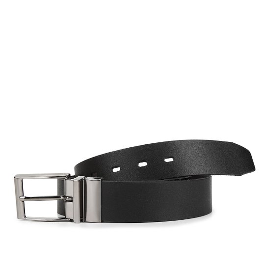 Cinto Couro Pegada Liso Masculino - Preto