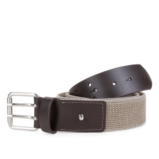Cinto Couro Shoestock Cadarço Pino Duplo Masculino - Cáqui