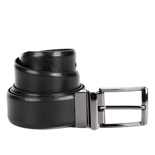 Cinto Couro Shoestock Dupla Face Masculino - Preto+Marrom
