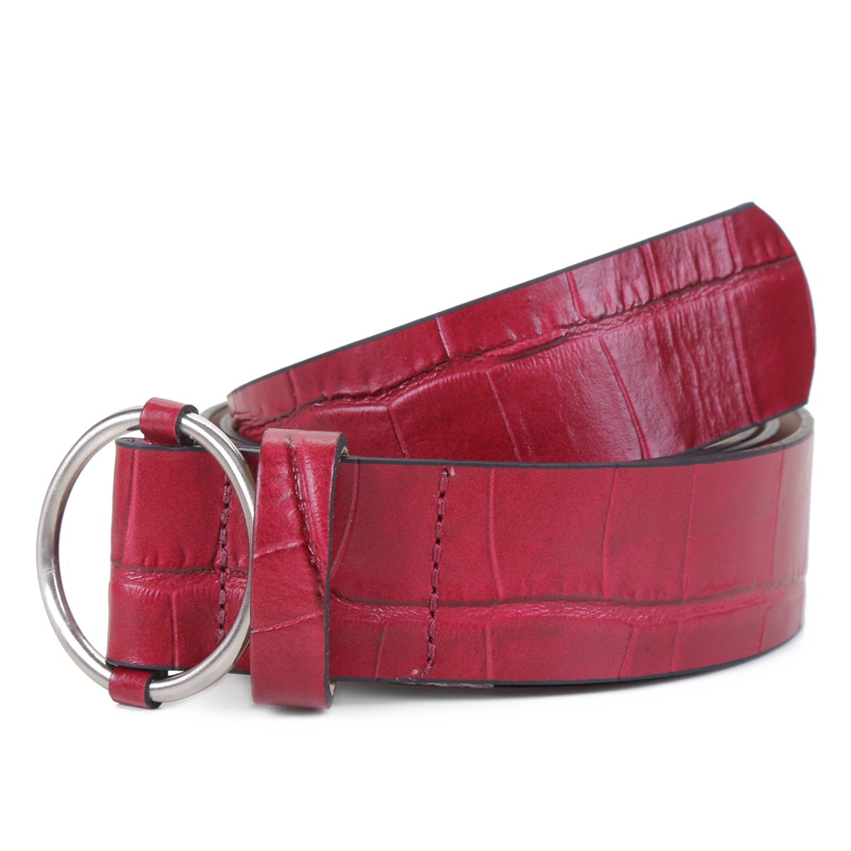 Cinto Couro Shoestock Fivela Argola Feminino - Vinho Menor preço em Cinto Couro Shoestock Fivela Argola Feminino - Vinho