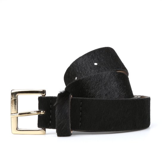Cinto Couro Shoestock Liso Feminino - Preto