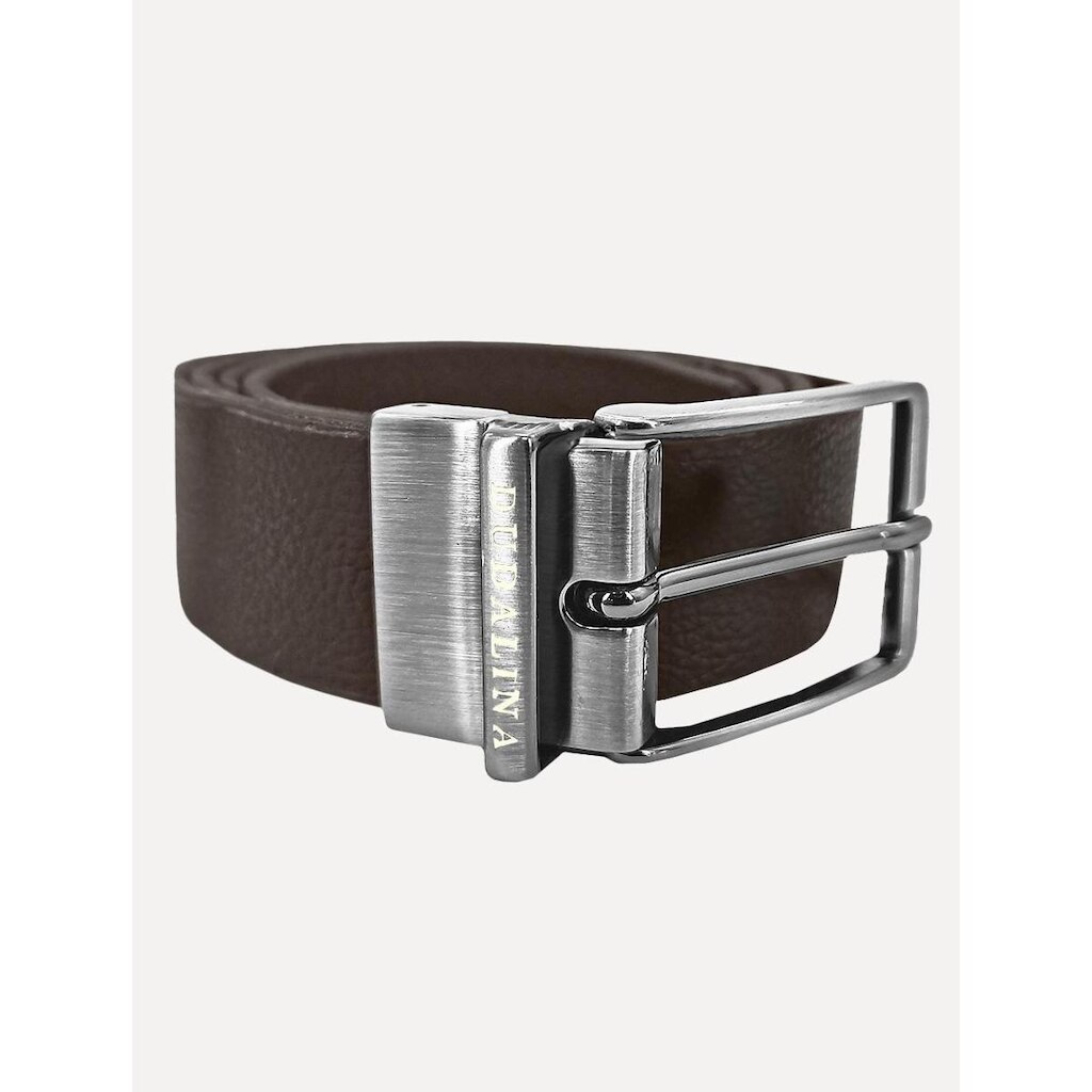 Cinto Dudalina Masculino Couro Dupla Face Grain Marrom Café