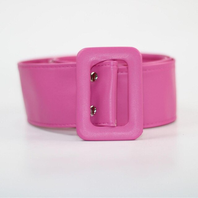 Cinto Feminino Faixa Fivela Forrada Retangular Rosa
