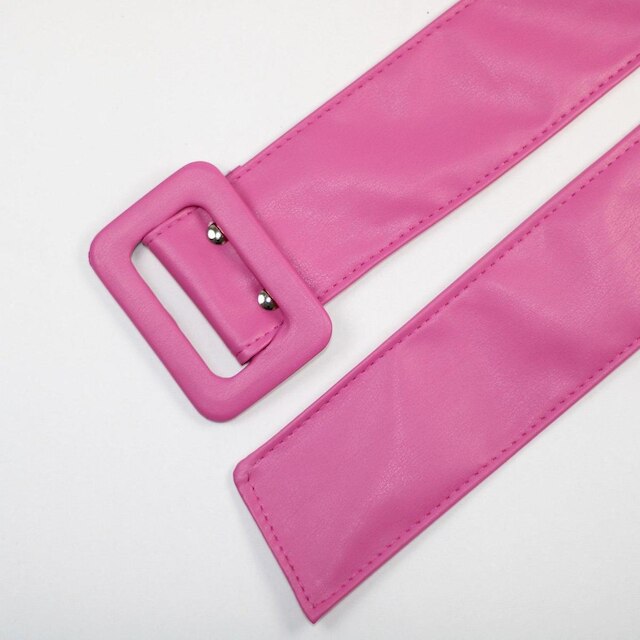 Cinto Feminino Faixa Fivela Forrada Retangular Rosa