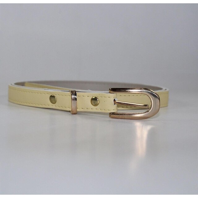 Cinto Feminino Fino Candy Color Amarelo Fivela Dourada