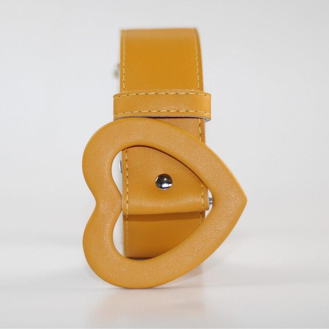 Cinto Feminino Fivela Coração Forrada Fino Amarelo