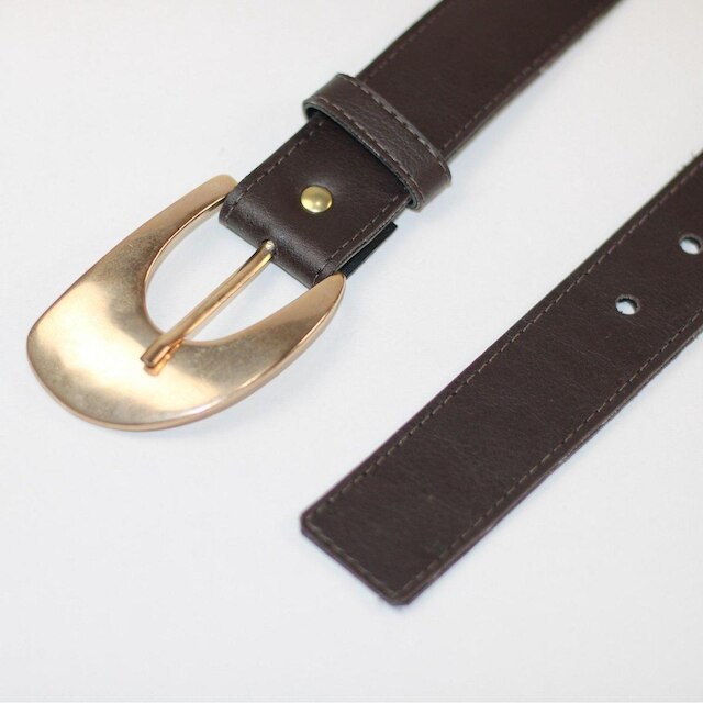 Cinto Feminino Médio Veneza Fivela Dourada Café