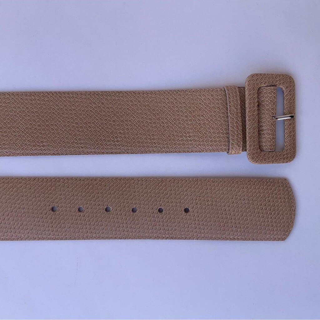 Cinto Feminino Nude Fivela Forrada Denver Retangular Trissê