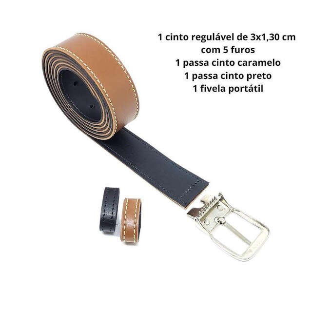 Cinto social feminino dupla face regulável fivela removível