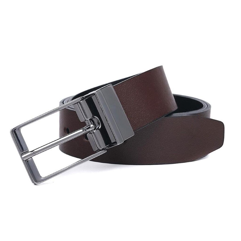 Cinto Social Masculino Couro Tradicional Liso Dupla Face Fivela Ajustavel Resistente